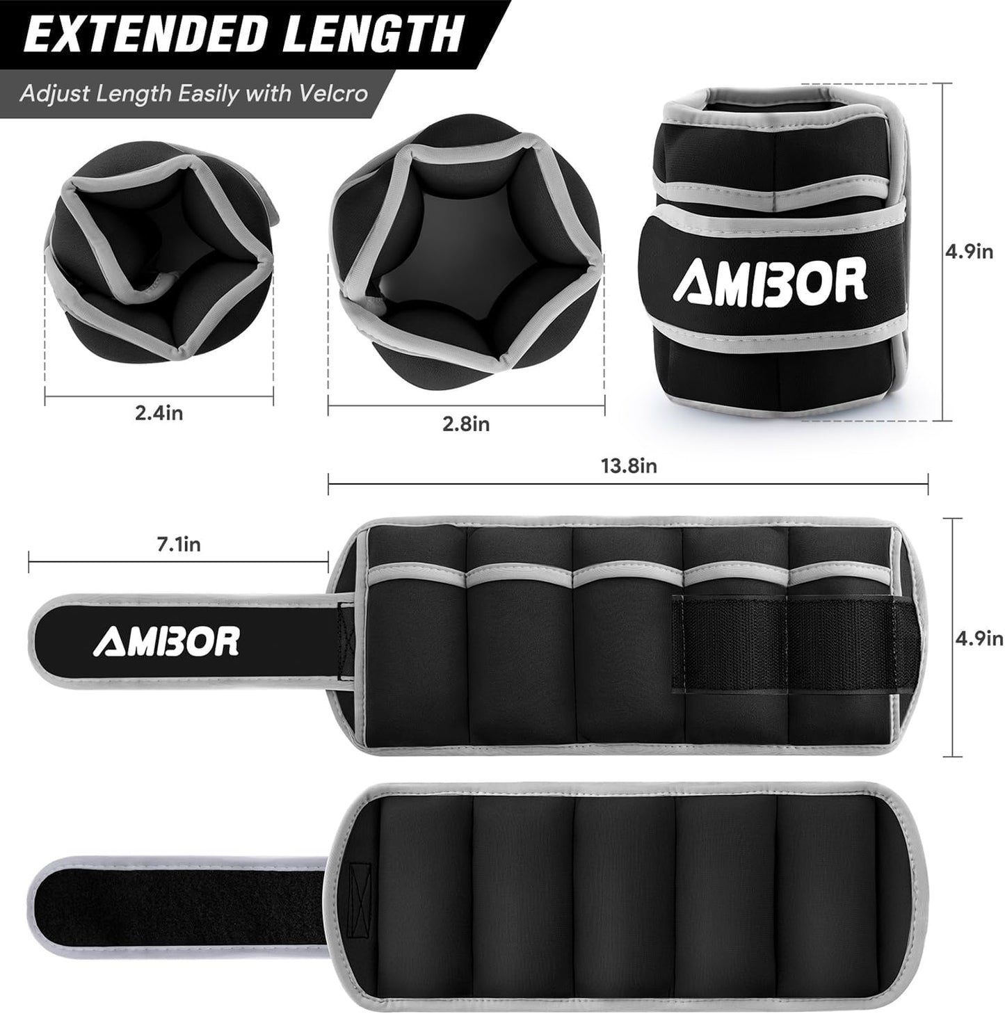 Ankle Weights, 1 Pair 2 3 4 5 Lbs Adjustable Leg Weights, Strength Training Ankle Weights for Men Women, Wrist Weights Strap Set for Walking Running Gym Fitness Workout 2 Pack